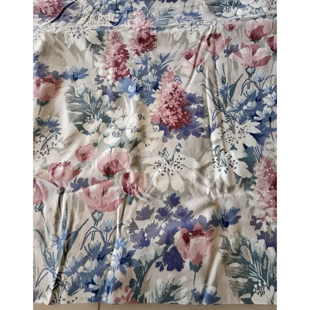 Vtg 1987 House 'N Home Pink Purple Teal Floral Drapery Fabric 54